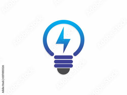 Canvastavla Modern Light Bulb and Lightning Bolt Logo Design for Innovation and Electrical E