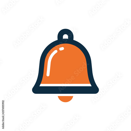 Simple bell icon with a loop and clapper during alert notifications isolated on white background