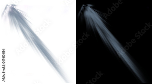 Obraz na plátně Cinematic light beam effect on black and white backgrounds, ethereal sun ray fla