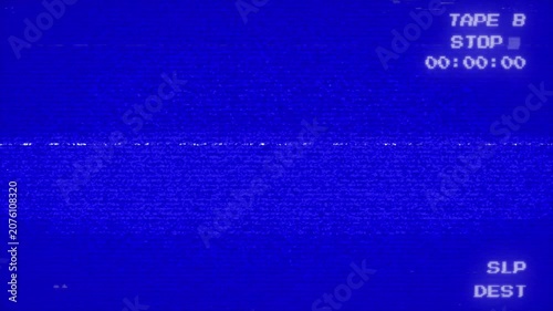 Vintage blue static tv screen with cassette playback interface suitable for nostalgic design projects, video editing, or retrothemed presentations.