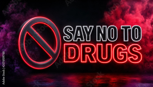 Say no to drugs campaign poster with red and white design