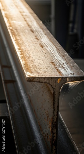 Close-up of a Rusty Steel Beam in Industrial Setting.