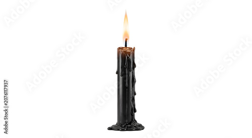 Konstfotografi Burning black candle with dripping melting wax