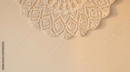 Elegant Elegant lace doily on a neutral wall Commercial stock content with high detail versatile creative asset for branding marketing advertising digital publishing premium visual resource