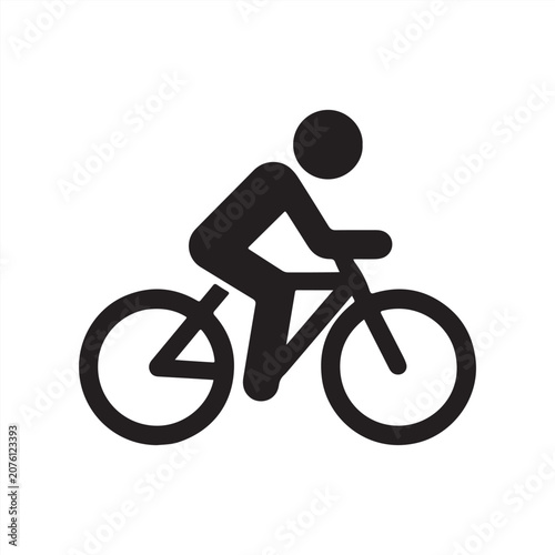 Canvastavla Silhouette cyclist icon simple pictogram riding bicycle vector illustration