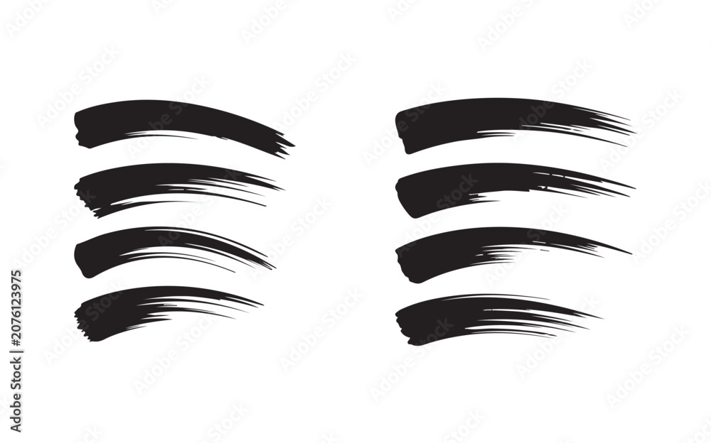 Fototapeta premium Abstract hand drawn black brush stroke set on a transparent background for digital design.