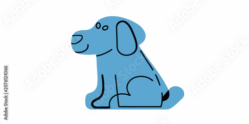 Blue Dog Illustration A Simple Vector Graphic On A White Background