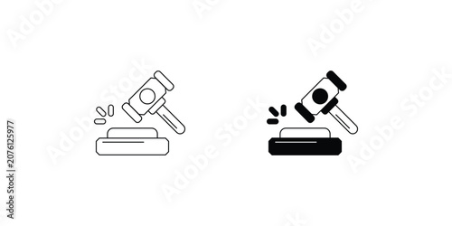 Hammer  set icon with white background vector stock illustration