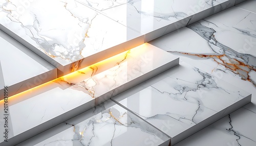Marble floor with glowing light strip.