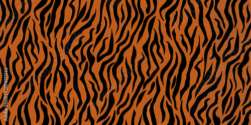 Orange and black tiger stripe pattern repeating vector illustration