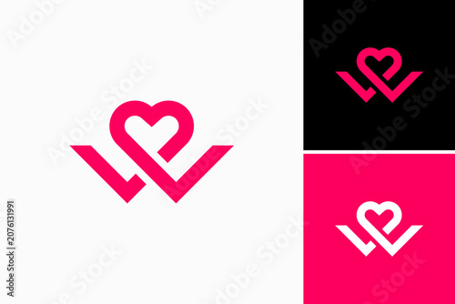 Letter W Heart Vector Logo Premium 
