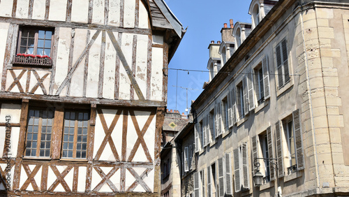 Konstfotografi Contrasting Architectural Styles in Dijon France: Half-Timbered and Haussmannian