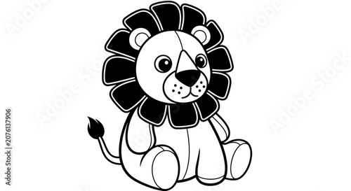 Cute Cartoon Lion Cub Black and White Coloring Page