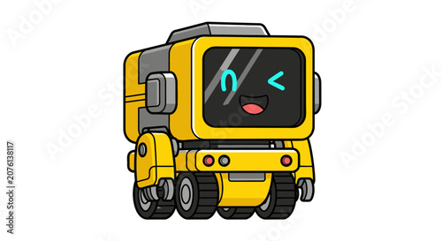 Cute Cartoon Yellow Robot Character Illustration