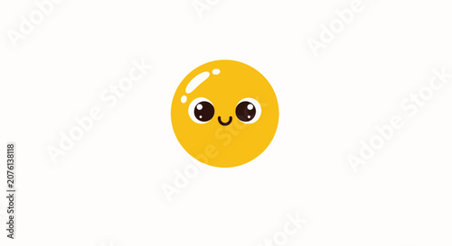 Cute Cartoon Yellow Emoji with Big Shiny Eyes