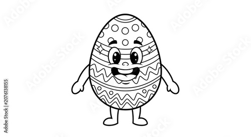 Cute Easter Egg Character Coloring Page for Kids