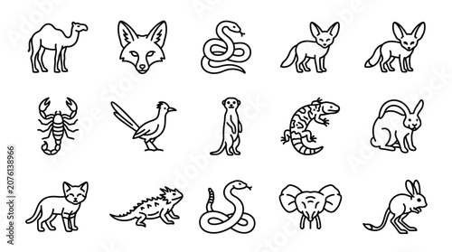 Canvas Print Collection of various wild animal icons.