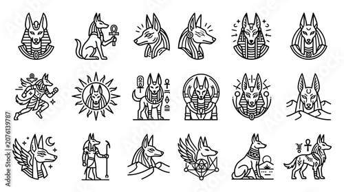 Foto Collection of various dog line art.