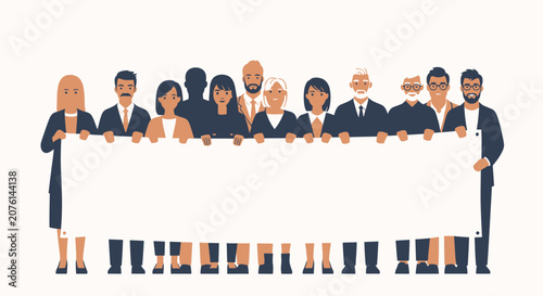 Diverse Group of Professional People Holding Blank Horizontal Banner
