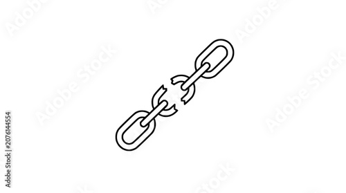 Schilderij op canvas Broken Chain Link Icon - Symbol of Weakness, Separation, and Failure