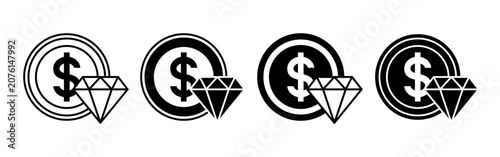 Vászonkép Stylized Icons Representing Wealth and Luxury Symbols.