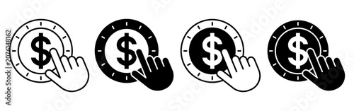 Canvas-taulu Hand Clicking on Dollar Sign Coin Icon Illustration.