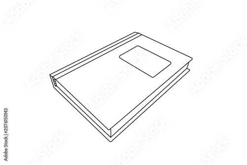 A simple continuous line drawing of a closed book isolated on a white background. Minimalist black and white vector illustration.