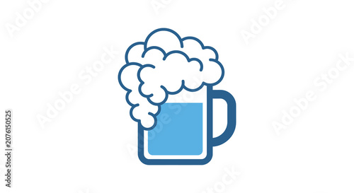 Photos Blue Beer Mug With Foam Silhouette stein