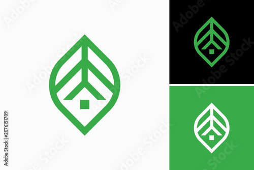 Home Leaf Vector Logo Premium 