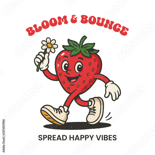 ute Strawberry Character Bloom And Bounce Typography.