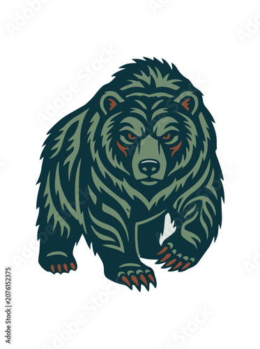 Powerful Grizzly Bear Mascot Logo Vector with Fierce Wildlife Illustration