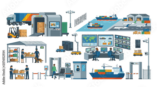 Logistics and transportation hub operations.
