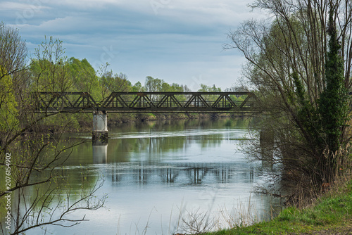 nature sceneries along the river  Adige embankments in the area of Cavarzere, Venice, Italy