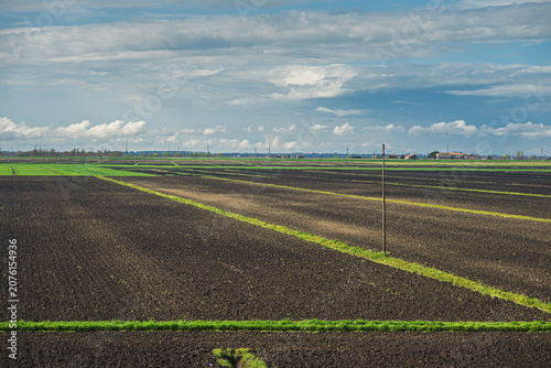 rural landscape inside the Polesine area, Venice province, Italy