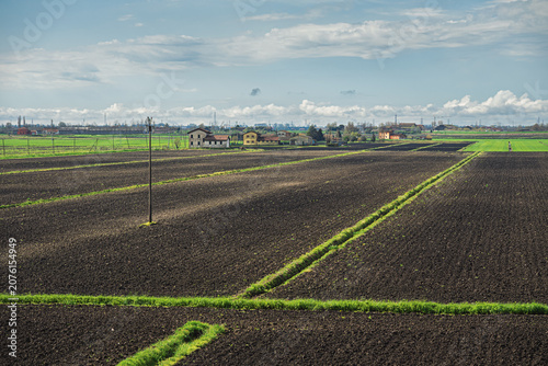 rural landscape inside the Polesine area, Venice province, Italy