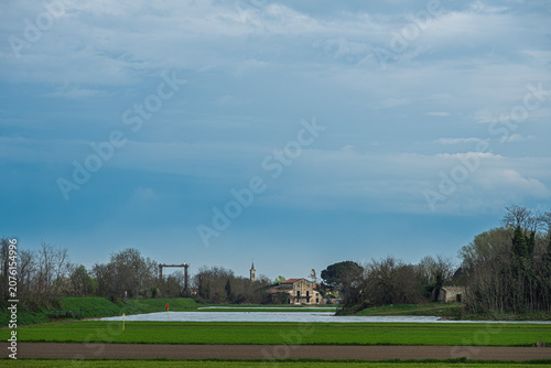 rural landscape inside the Polesine area, Venice province, Italy