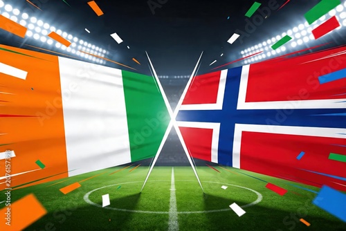 Ivory Coast Norway Soccer Stadium Confetti Flags World Cup Match