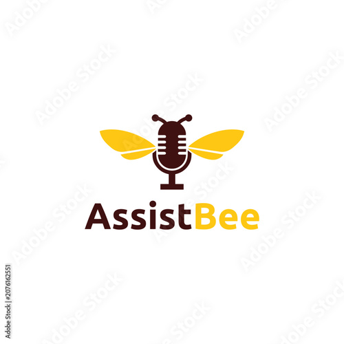 Assist Bee Logo Vector Simple Animals