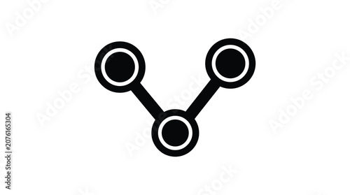 Three connected circles with lines a black flat icon silhouette connections nodes