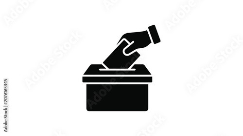 Hand depositing ballot into voting box black silhouette election democracy franchise suffrage