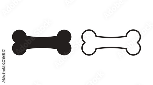 Dog bone shape in black silhouette and outline simple graphic design silhouette