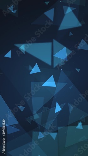 Floating Blue Triangles Technology Background Looping Digital Space For Presentation Backdrop