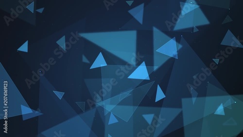 Floating Blue Triangles Technology Background Looping Digital Space For Presentation Backdrop