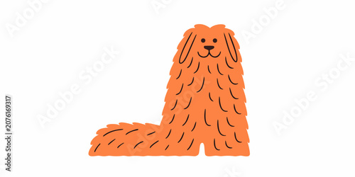 Cuadro en lienzo Orange dog illustration with a shaggy coat on a white background