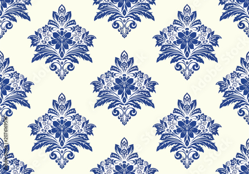 Decorative Damask Wallpaper Pattern Elegant Floral Vector