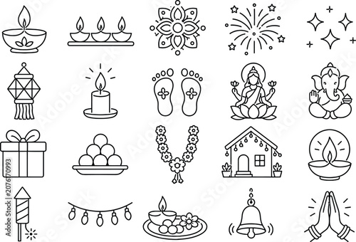 Celebration Event Thin Line Icon Set for Party, Festival, Holiday and Special Occasions Vector Design