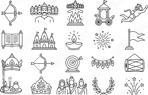 Festival & Celebration Icons Set – Party, Fireworks, Holidays & Event Decorations Vector Pack