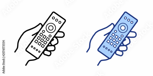 Hand holding television remote controls
