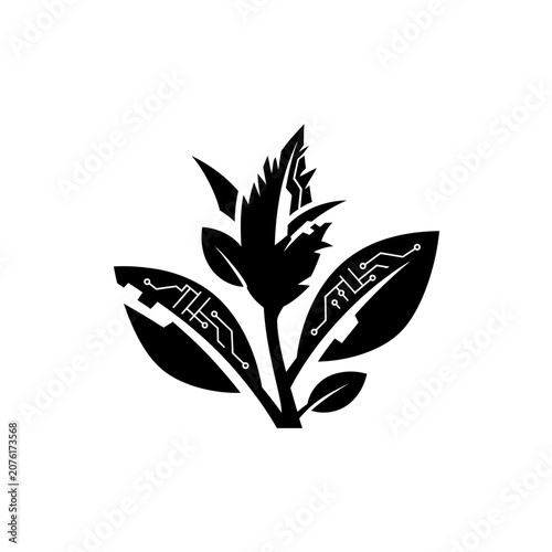 Black silhouette of a plant stem.