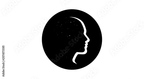 Black silhouette of human head.